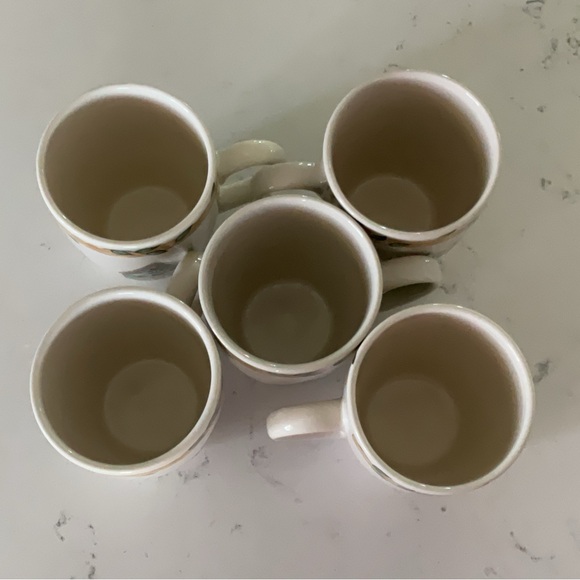 Thomson Pottery Birdhouse Mugs Set of (5) Birds Vines & Hearts Great Condition - Picture 6 of 8